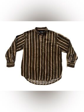 Trader Bay Vintage Stripe Corduroy Feel Button Down Shirt Large